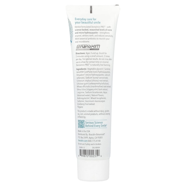 Biocidin Botanicals, Dentalmin Pro ™, реминерализующая зубная паста, со свежей мятой, 100 мл (3,4 унции)