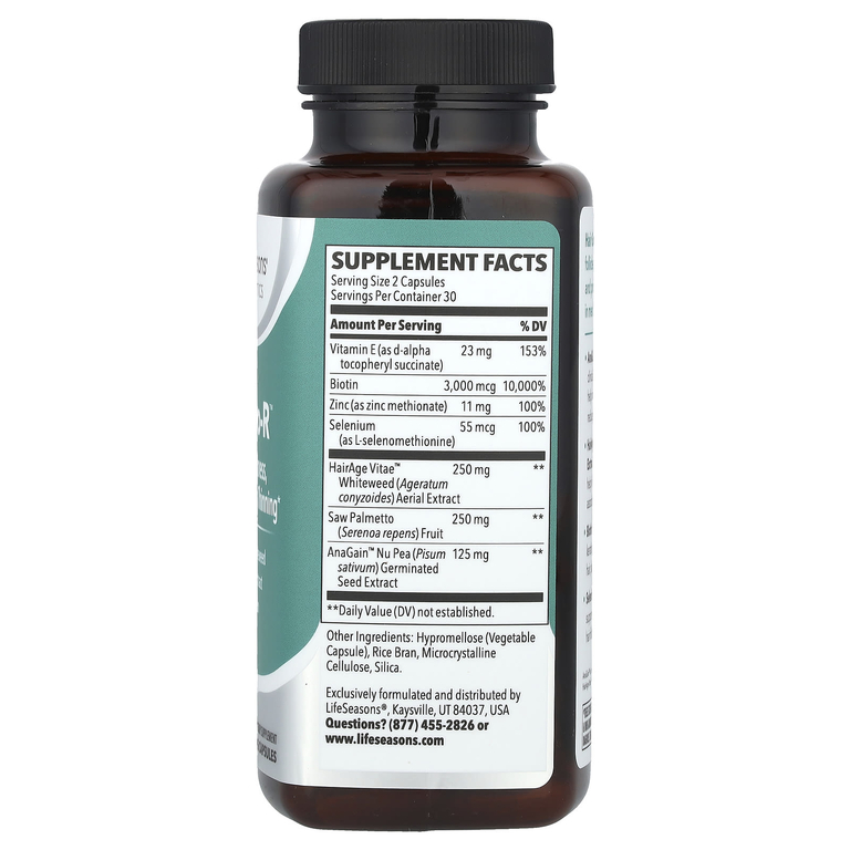 LifeSeasons, Therapeutics, Hair Gro-R ™, 60 растительных капсул
