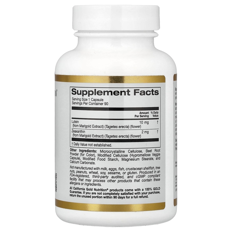 California Gold Nutrition, лютеин, 90 вегетарианских капсул