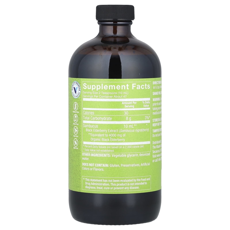 The Vitamin Shoppe, Sambucus, черная бузина, без спирта, 473 мл (16 жидк. Унций)