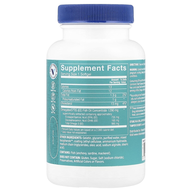 The Vitamin Shoppe, Рыбий жир с омега-3, 60 мягких таблеток