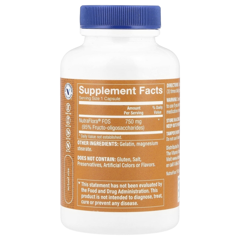 The Vitamin Shoppe, NutraFlora®, пробиотик с ФОС, 750 мг, 100 капсул (Товар снят с продажи) 