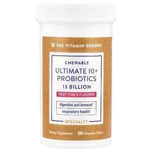 The Vitamin Shoppe, Chewable Ultimate 10+, пробиотики, фруктовый пунш, 13 млрд, 30 жевательных таблеток (Товар снят с продажи) 
