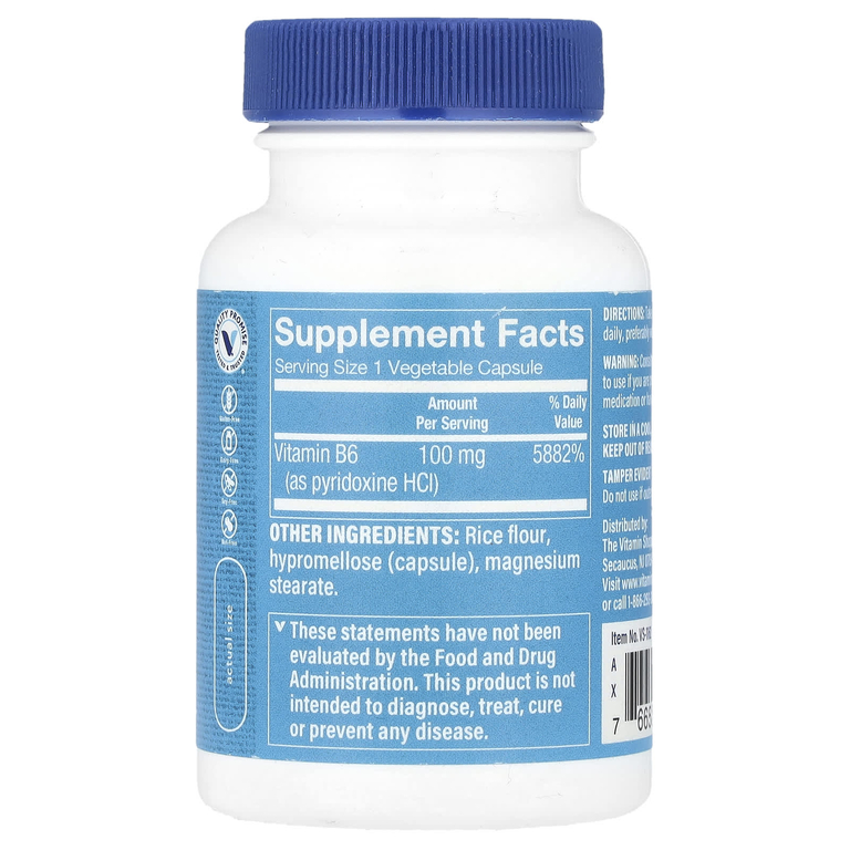The Vitamin Shoppe, Витамин B6, 100 мг, 100 растительных капсул (Товар снят с продажи) 
