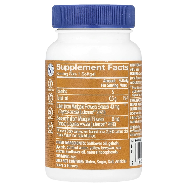 The Vitamin Shoppe, Лютеин с зеаксантином, 60 мягких таблеток