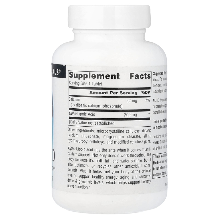 Source Naturals, альфа-липоевая кислота, 200 мг, 120 таблеток