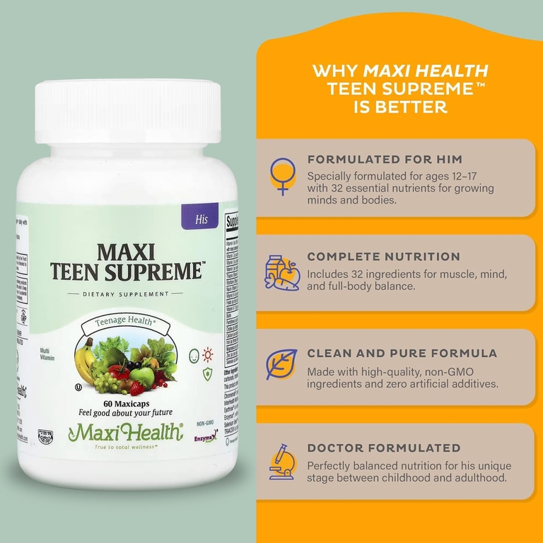 Maxi Health, Maxi Teen Supreme ™, для детей, 60 капсул