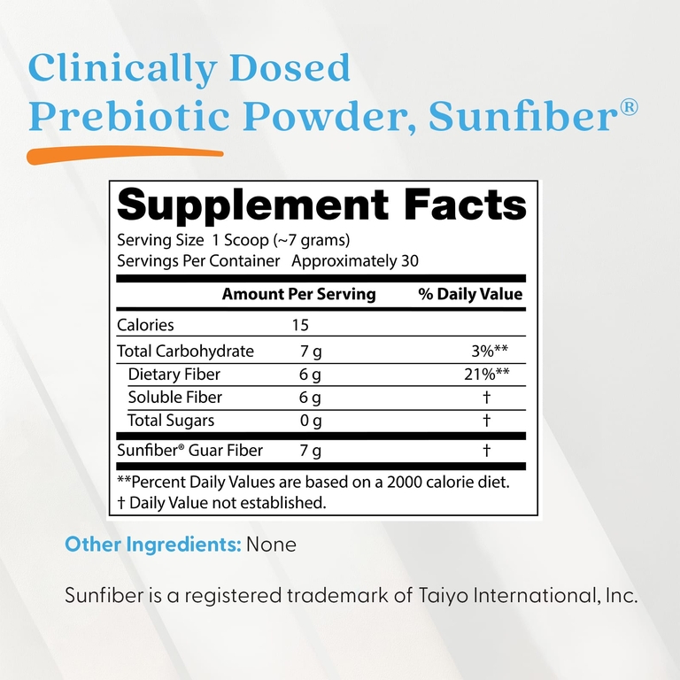 Doctor's Best, Пребиотический порошок, Sunfiber®, без добавок, 210 г (7,4 унции)