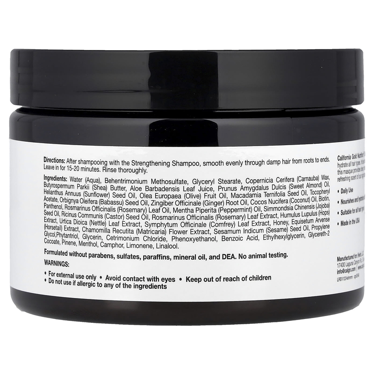 California Gold Nutrition, Beauty, укрепляющая маска для волос, биотин, розмарин и мята, 340 г (12 унций)