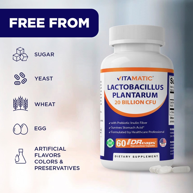Vitamatic, Lactobacillus plantarum, 60 капсул с гипромеллозой DRcaps®