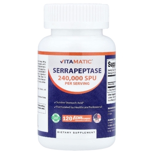 Vitamatic, серрапептаза, 120 капсул из гипромеллозы DRcaps® (120 000 SPU в 1 капсуле)