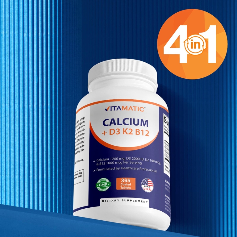 Vitamatic, Кальций + D3, K2, B12`` 365 таблеток, покрытых оболочкой