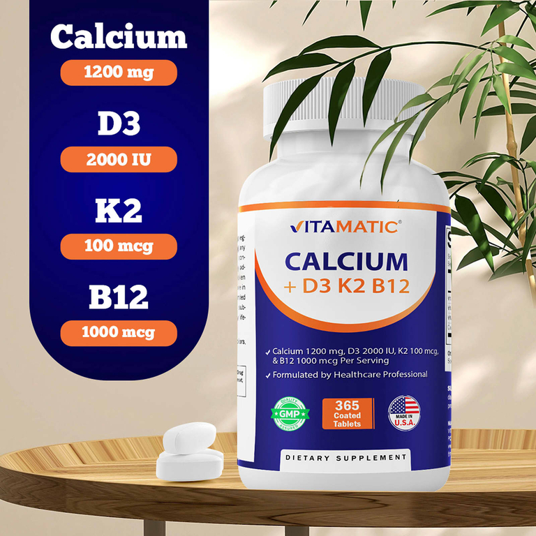 Vitamatic, Кальций + D3, K2, B12`` 365 таблеток, покрытых оболочкой