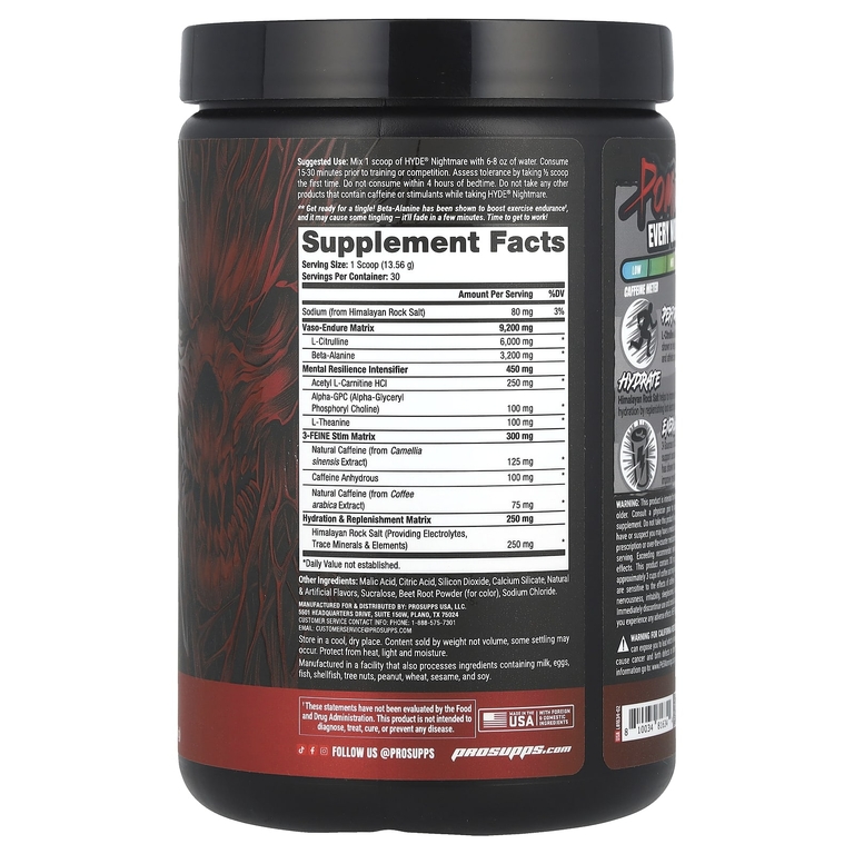 ProSupps, HYDE® Nightmare, интенсивная энергия перед тренировкой, кровавая ягода, 406,8 г (14,35 унции)