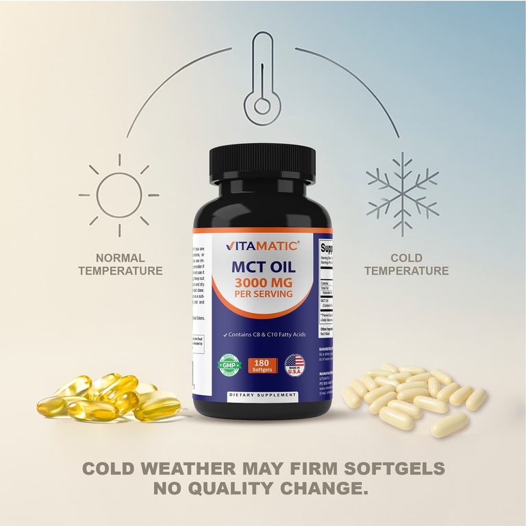 Vitamatic, Масло MCT, 180 капсул (1000 мг в каждой капсуле)
