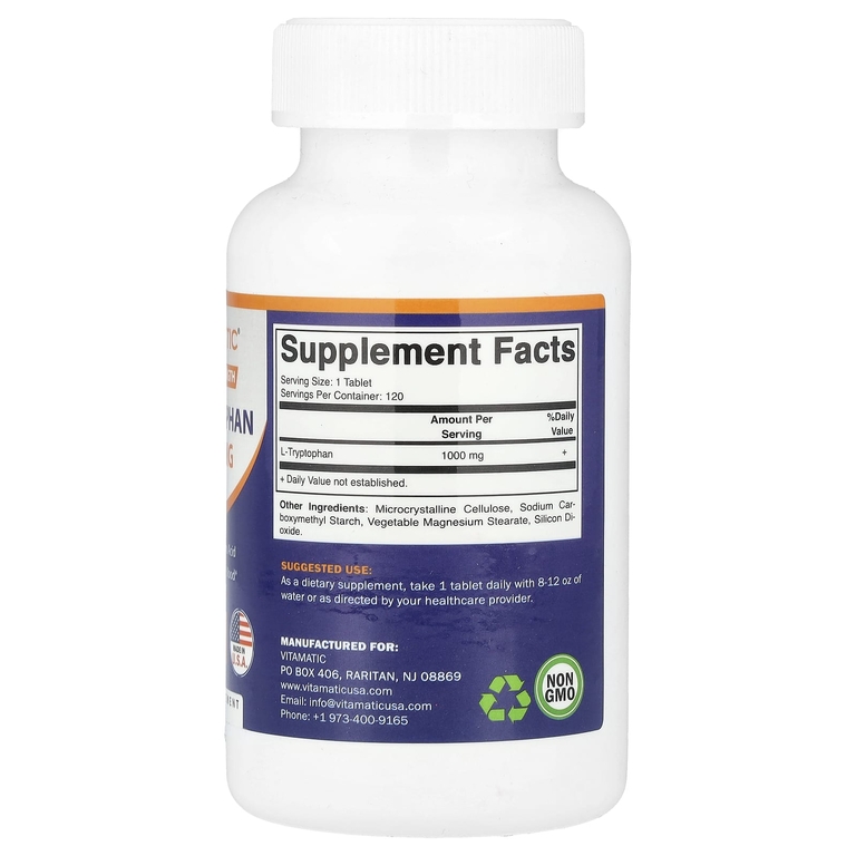 Vitamatic, L-триптофан, 1000 мг, 120 таблеток