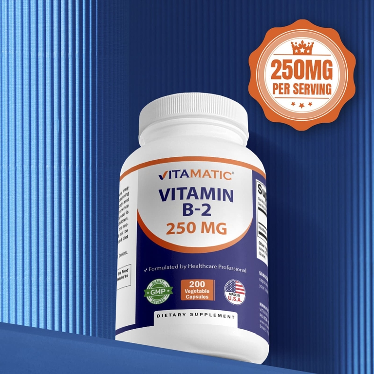 Vitamatic, Витамин B2, 250 мг, 200 растительных капсул