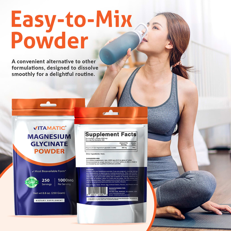 Vitamatic, глицинат магния в порошке, 250 г