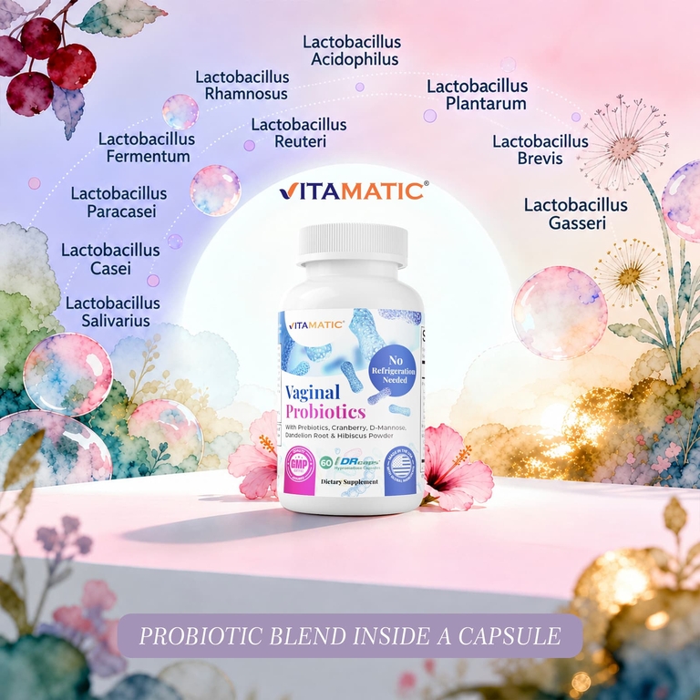 Vitamatic, Вагинальные пробиотики, 60 капсул с гипромеллозой Drcaps®