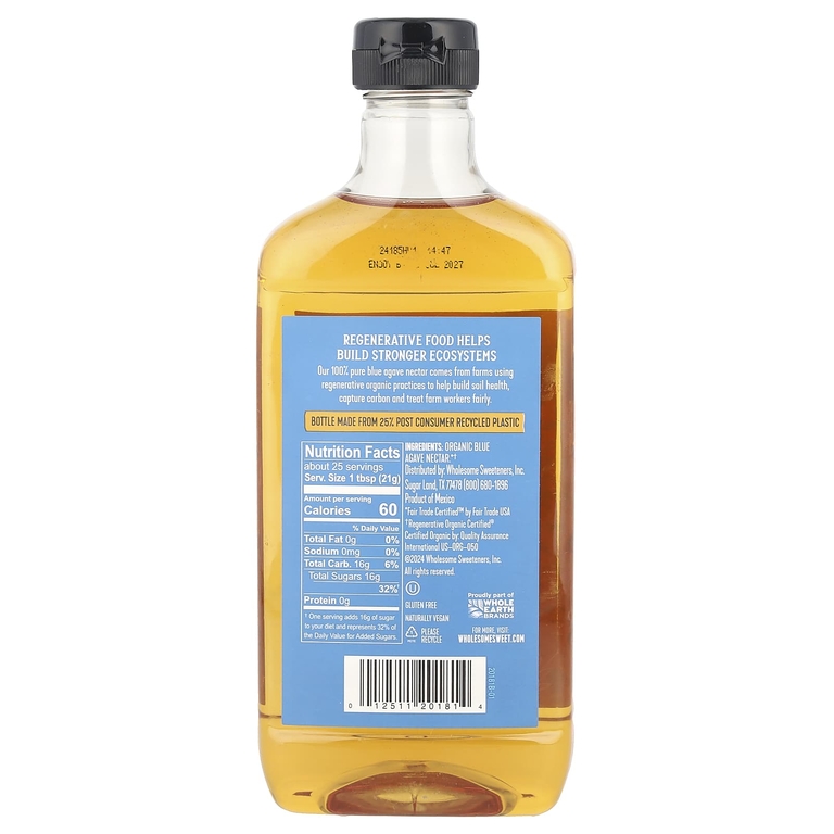 Wholesome Sweeteners, Органический нектар из голубой агавы, 525 г (18,5 унции)