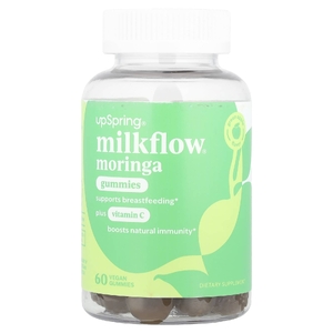 UpSpring, Milkflow®, жевательные мармеладки с морингой и витамином C, зеленое яблоко, 60 веганских жевательных мармеладок (Товар снят с продажи) 