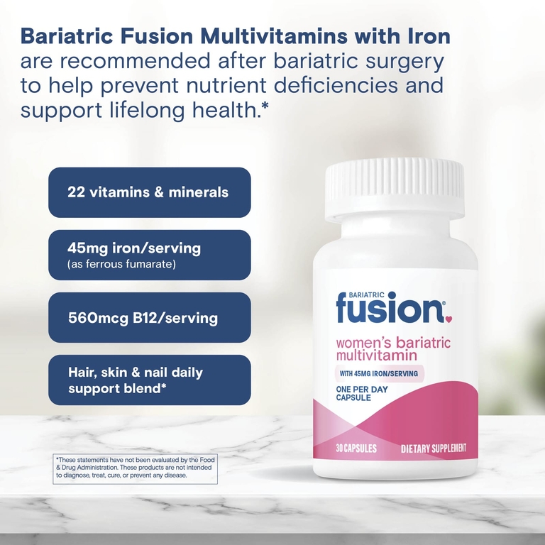 Bariatric Fusion, мультивитамины с железом для женщин, 30 капсул