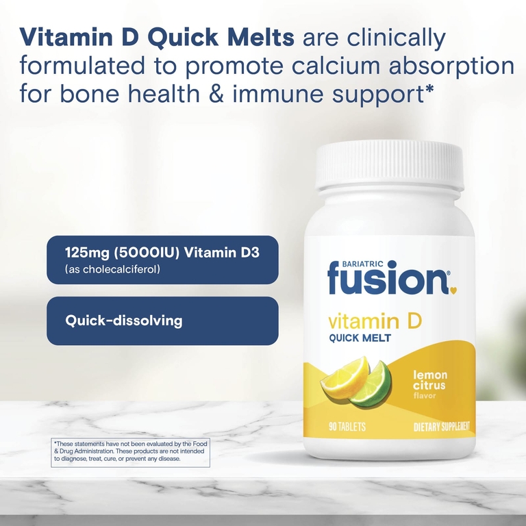 Bariatric Fusion, витамин D Quick Melt, лимон и цитрус, 90 таблеток (125 мкг в 1 таблетке)