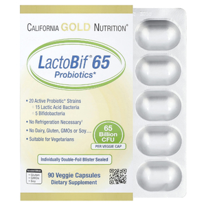 California Gold Nutrition, LactoBif® 65, пробиотики, 65 млрд КОЕ, 90 вегетарианских капсул