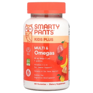 SmartyPants, Kids Plus, детские мультивитамины и омега-кислоты, со вкусом лимона, апельсина, клубники и банана, 60 жевательных таблеток