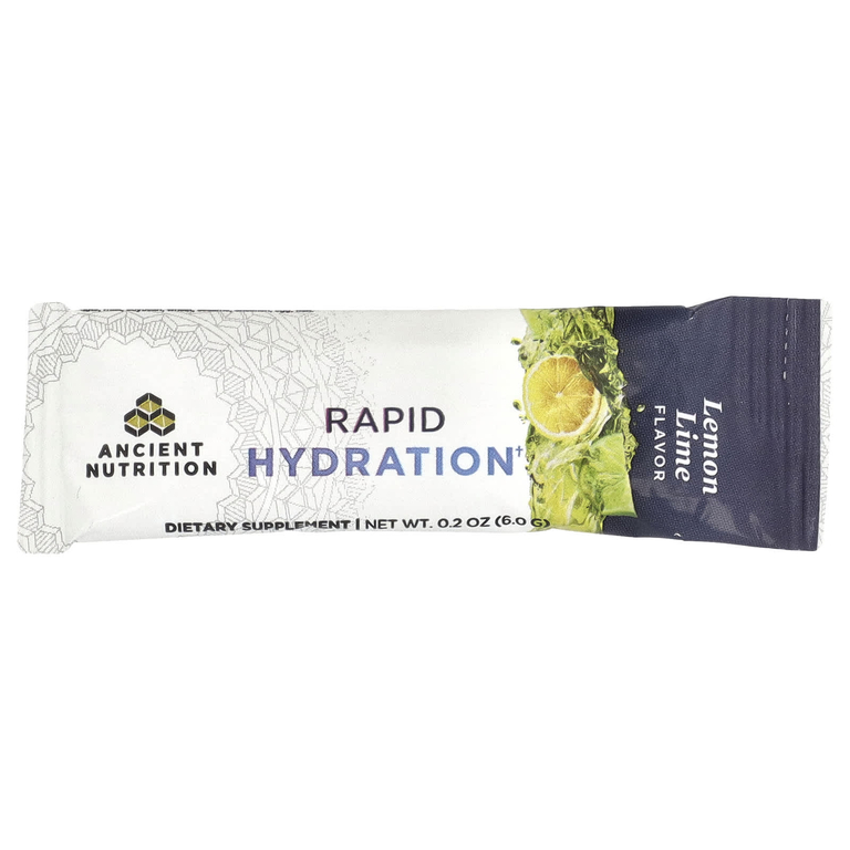 Ancient Nutrition, Rapid Hydration, лимон и лайм, 15 упаковок в виде стиков, по 6 г (0,2 унции) (Товар снят с продажи) 