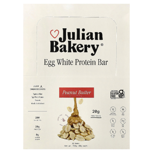 Julian Bakery, протеиновый батончик из яичного белка, арахисовая паста, 12 батончиков по 60 г (2,1 унции)