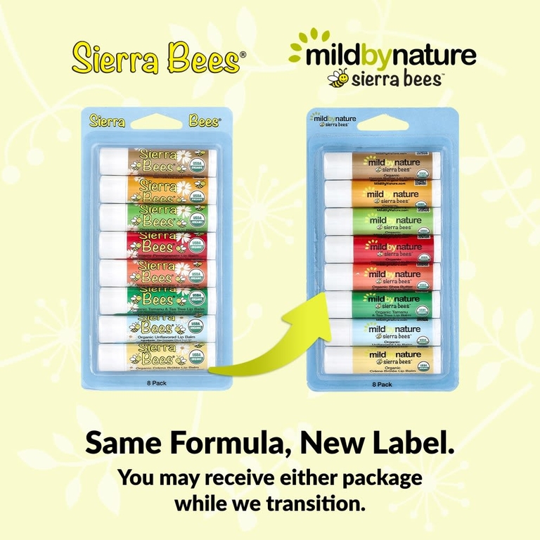 Mild By Nature, Sierra Bees™, набор органических бальзамов для губ, 8 шт. по 4,25 г (0,15 унции)