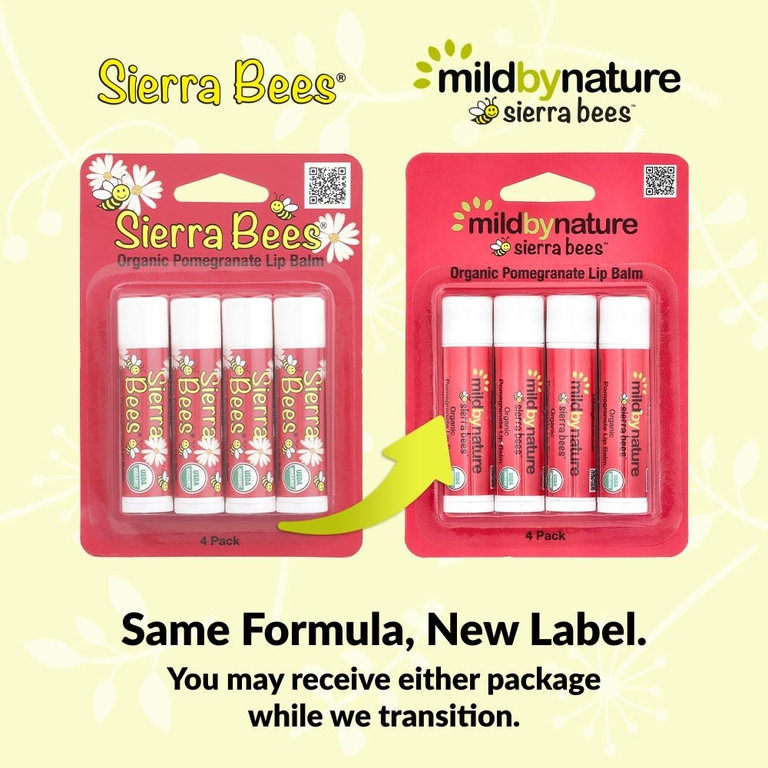 Mild By Nature, Sierra Bees™, органические бальзамы для губ, гранат, 4 шт. по 4,25 г (0,15 унции)