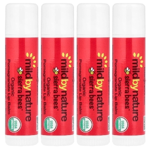 Mild By Nature, Sierra Bees™, органические бальзамы для губ, гранат, 4 шт. по 4,25 г (0,15 унции)