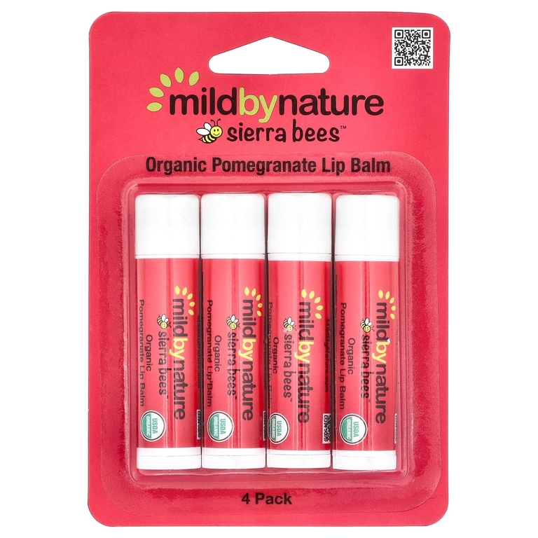 Mild By Nature, Sierra Bees™, органические бальзамы для губ, гранат, 4 шт. по 4,25 г (0,15 унции)