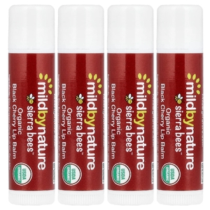 Mild By Nature, Sierra Bees™, органические бальзамы для губ, черешня, упаковка из 4 шт. по 4,25 г (0,15 унции)
