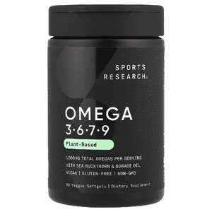Sports Research, Омега 3-6-7-9, на растительной основе, 90 растительных капсул