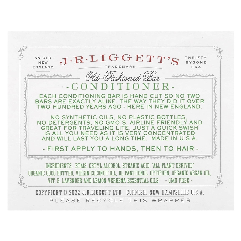 J.R. Liggett's, Old Fashioned Conditioner Bar, Original Formula, 50 г (1,75 унции)