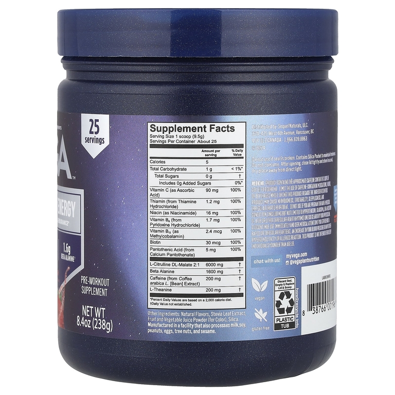 Vega, Pre-Workout Energy, фруктовый пунш, 238 г (8,4 унции) (Товар снят с продажи) 