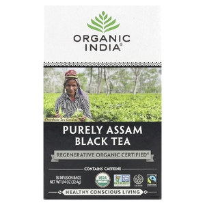 Organic India, Черный чай Purely Assam, 18 пакетиков для заваривания, 32,4 г (1,14 унции) (Товар снят с продажи) 