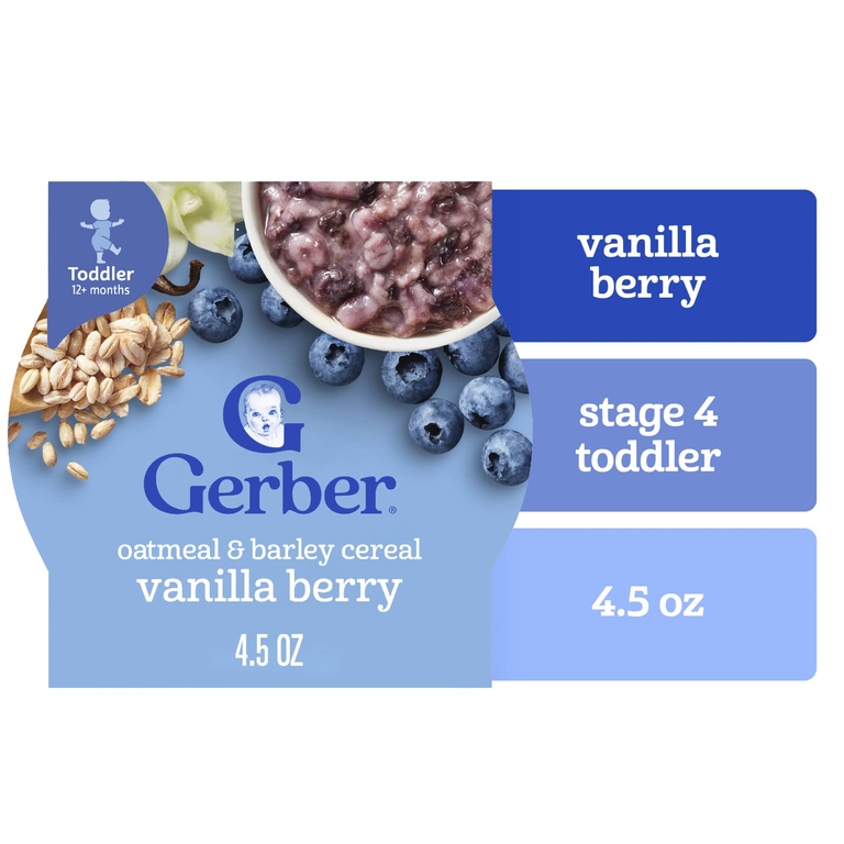 Gerber, Овсяные хлопья и ячменя, от 12 месяцев, ваниль, 128 г (4,5 унции)
