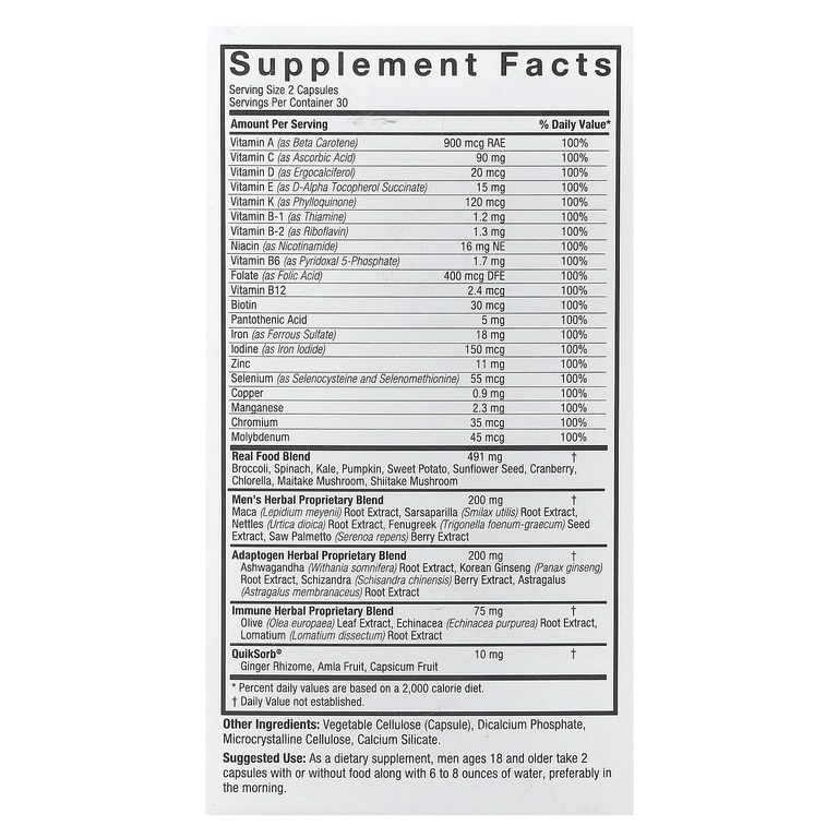 Nature's Answer, Men's 100, мультивитамины, 60 вегетарианских капсул