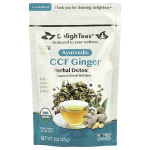 DelighTeas, Аюрведический чай с имбирем и травами для детоксикации CCF, рассыпчатая смесь, без кофеина, 85 г (3 унции)