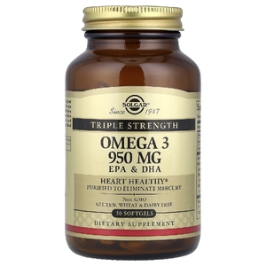 Solgar, омега-3, ЭПК и ДГК, тройная сила, 950 мг, 50 капсул