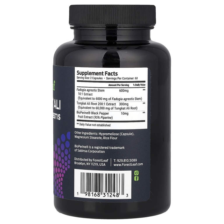 Forest Leaf, эврикома длиннолистая, фадогия и BioPerine®, 120 растительных капсул