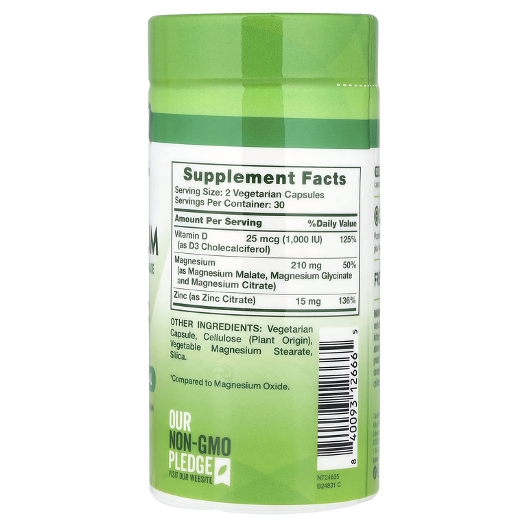 Nature's Truth, Тройной магний+ D3 и цинк, 60 капсул