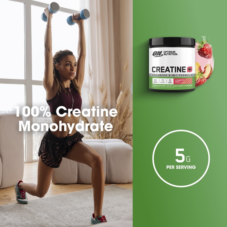 Optimum Nutrition, Creatine +, клубника и персик, 360 г (12,69 унции)