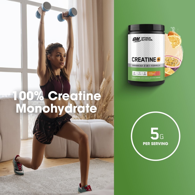 Optimum Nutrition, Creatine +, апельсин и маракуйя, 720 г (1,58 фунта)