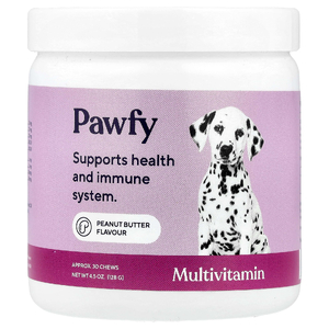 Pawfy, Мультивитамины, для собак, от 6 месяцев, арахисовая паста, 30 жевательных таблеток, 128 г (4,5 унции)