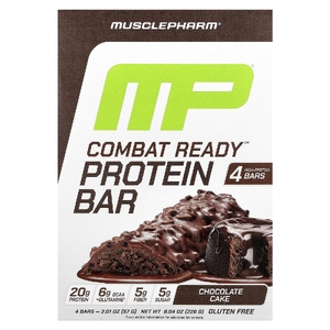 MusclePharm, Протеиновый батончик Combat Ready ™, шоколадный торт, 4 батончика, 57 г (2,01 унции)